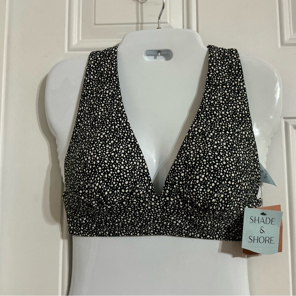 Shade & Shore Black and White Patterned Bikini Top Size XS (0-2)